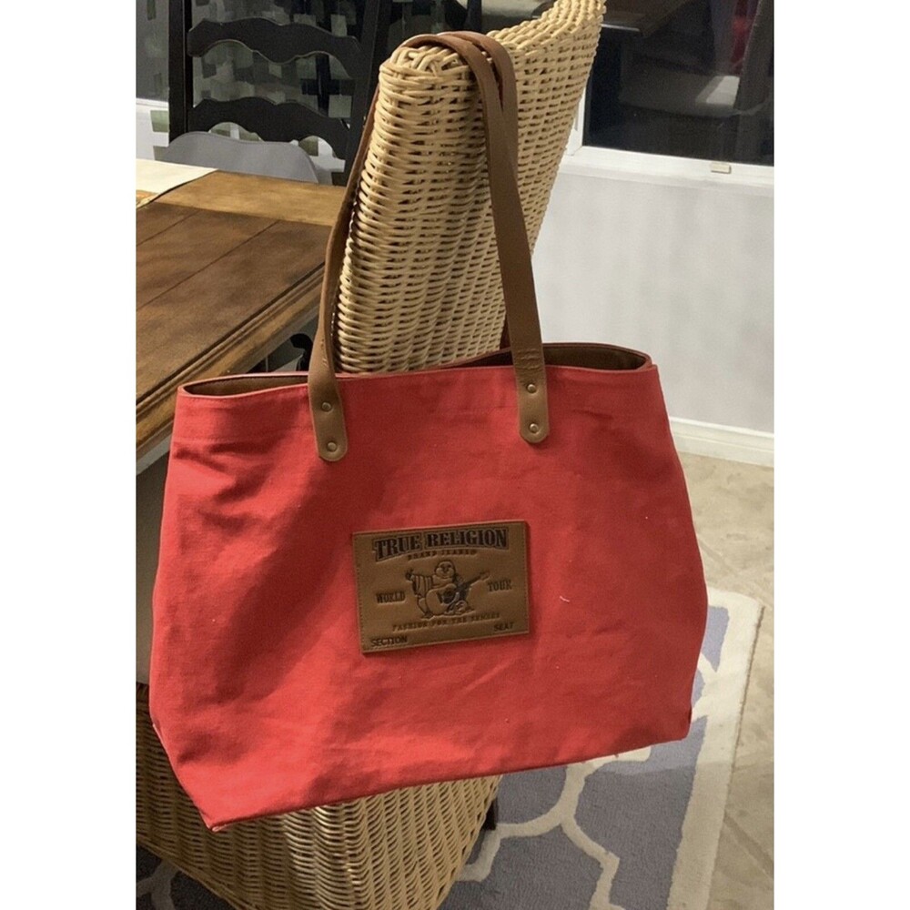 true religion Canvas Tote Bag, Brick Red